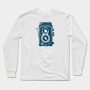 Vintage Blue Camera Vector Illustration Long Sleeve T-Shirt